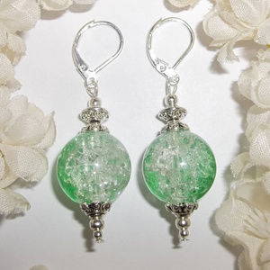 Funky Green & Clear Ombre Beaded Earrings Jewelry Pair Set Dangle Drop NWT 4770
